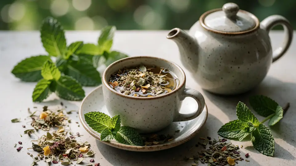 Illustration naturelle sans portrait pour Bienfaits d'une infusion : préparation, choix des plantes et précautions