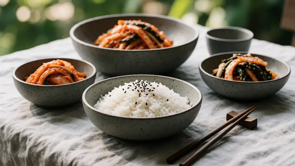 Illustration naturelle sans portrait pour Cuisine coréenne : Recettes maison, ingrédients et astuces pratiques