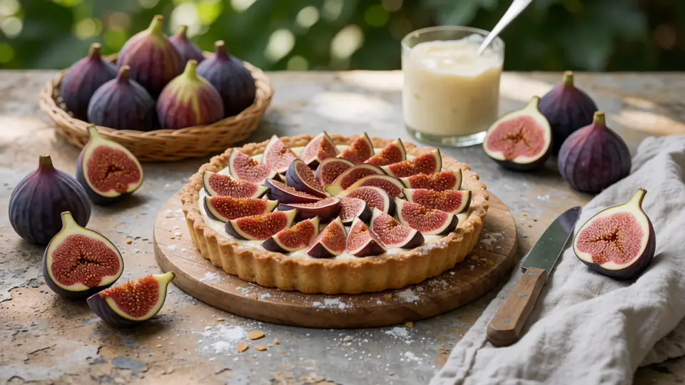 Illustration naturelle sans portrait pour Tarte aux figues : Recette facile, pâte croustillante et astuces