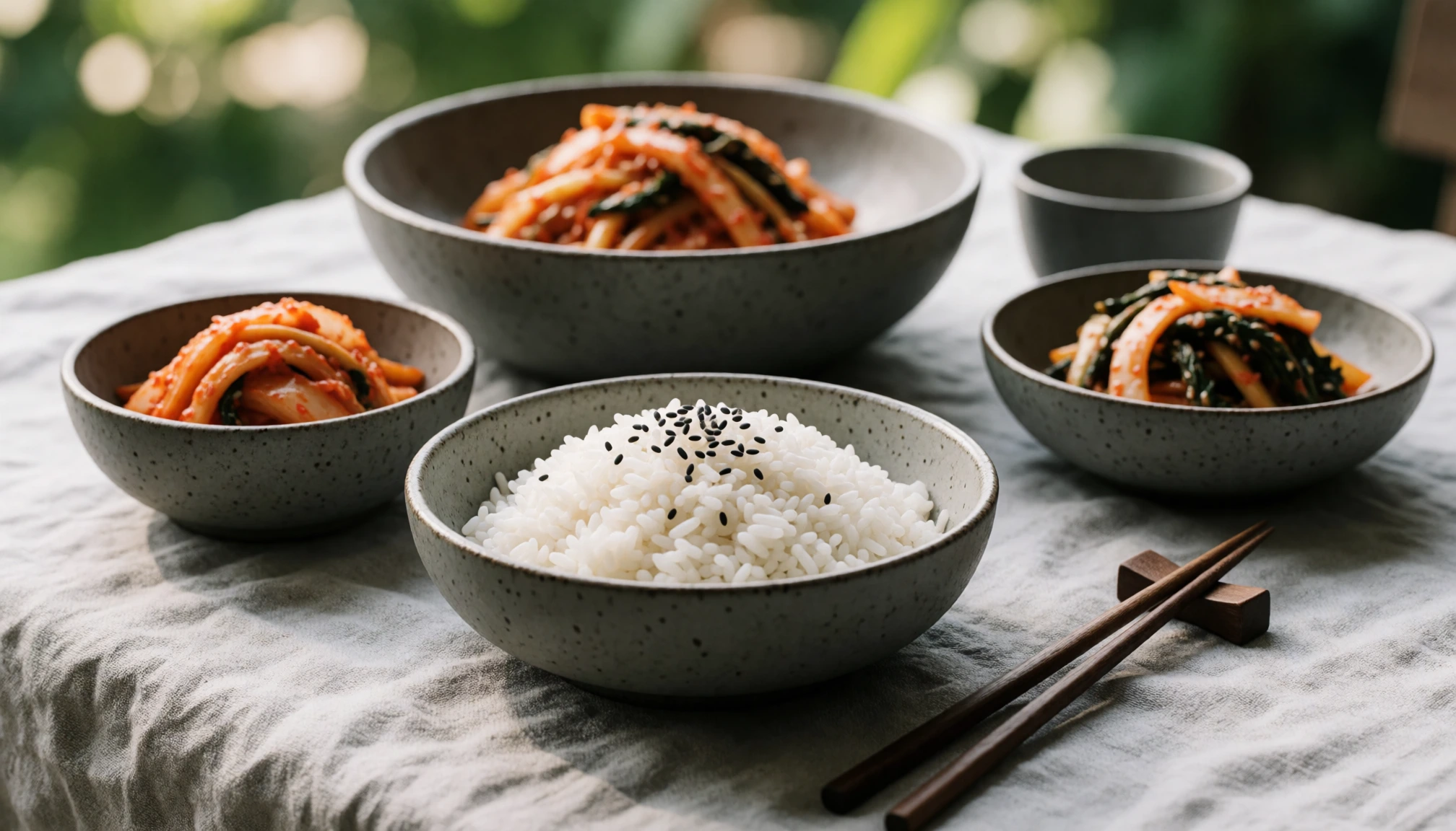 Illustration naturelle sans portrait pour Cuisine coréenne : Recettes maison, ingrédients et astuces pratiques