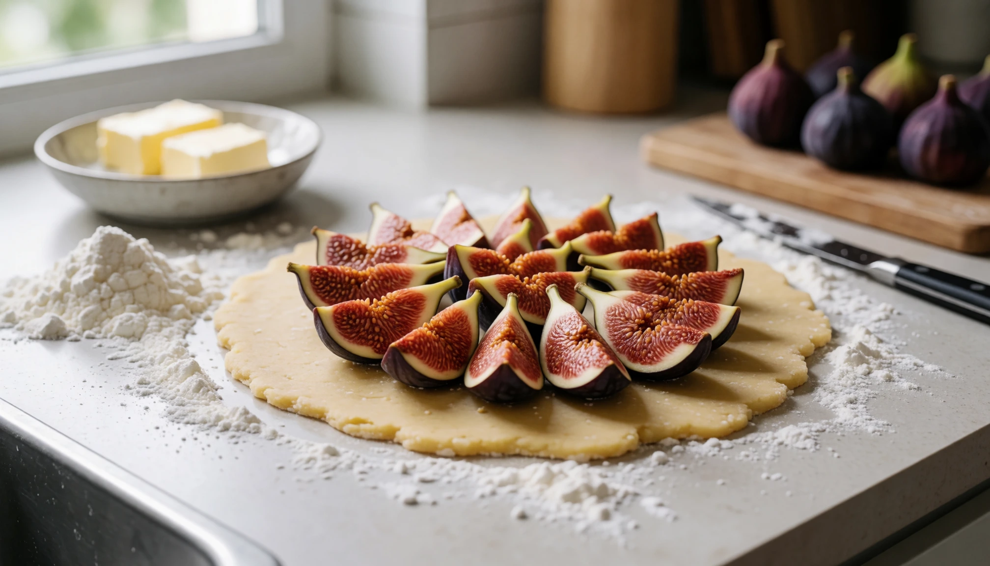 Détail naturel sans personne autour de Tarte aux figues : Recette facile, pâte croustillante et astuces