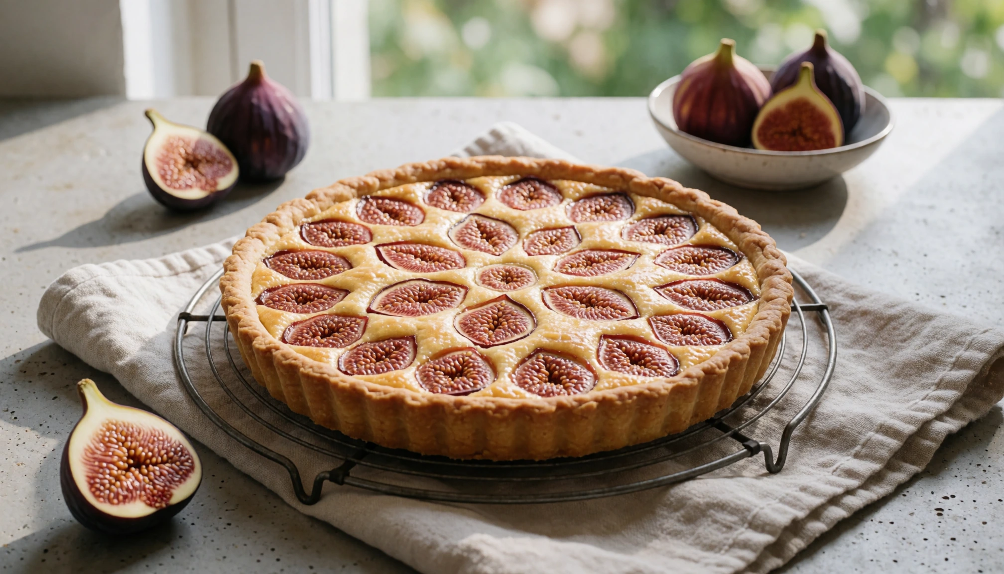 Scène éditoriale sans texte liée à Tarte aux figues : Recette facile, pâte croustillante et astuces