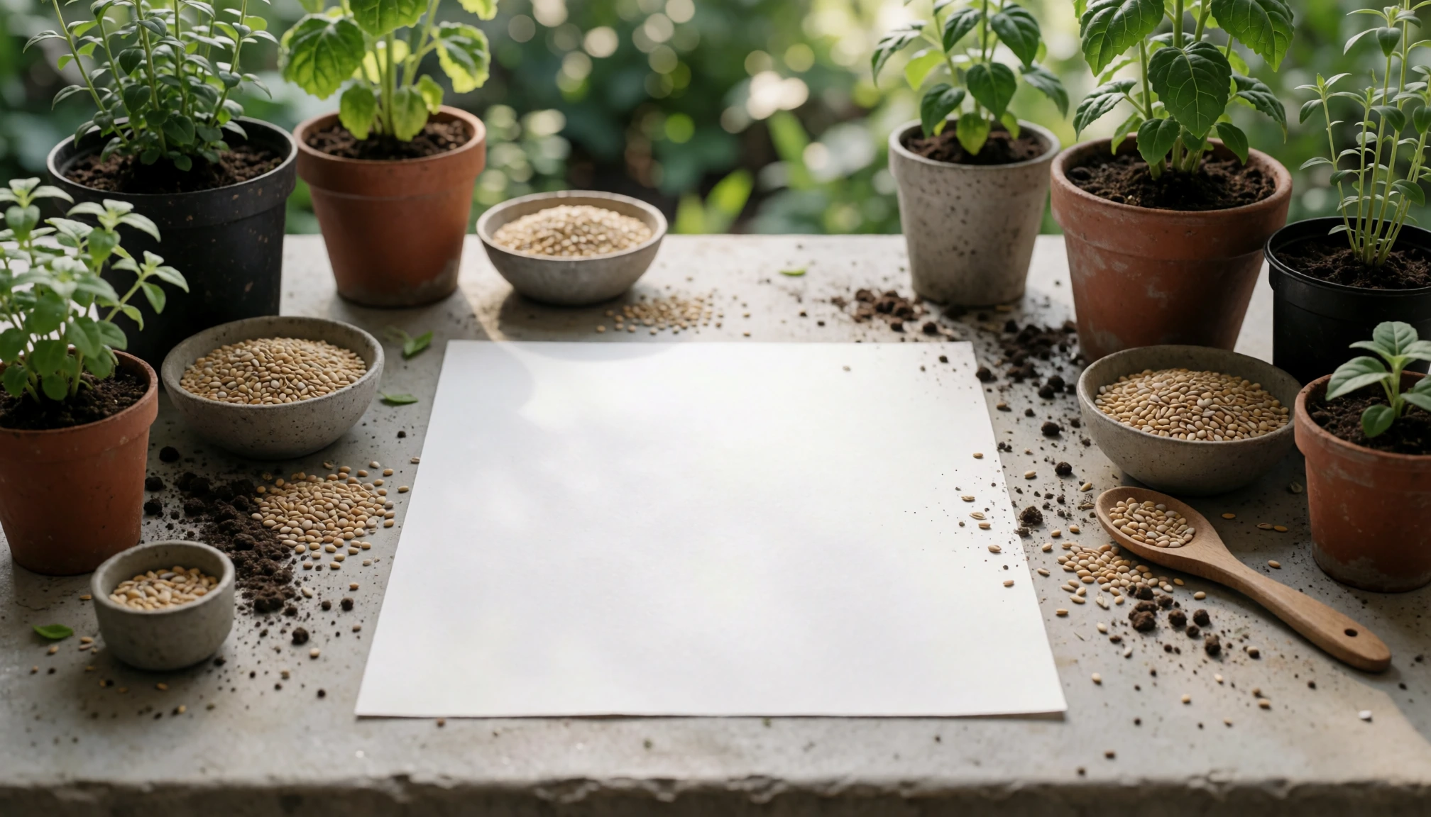 Scène éditoriale sans texte liée à Jardinage et la lune : Optimiser semis et récoltes selon le calendrier