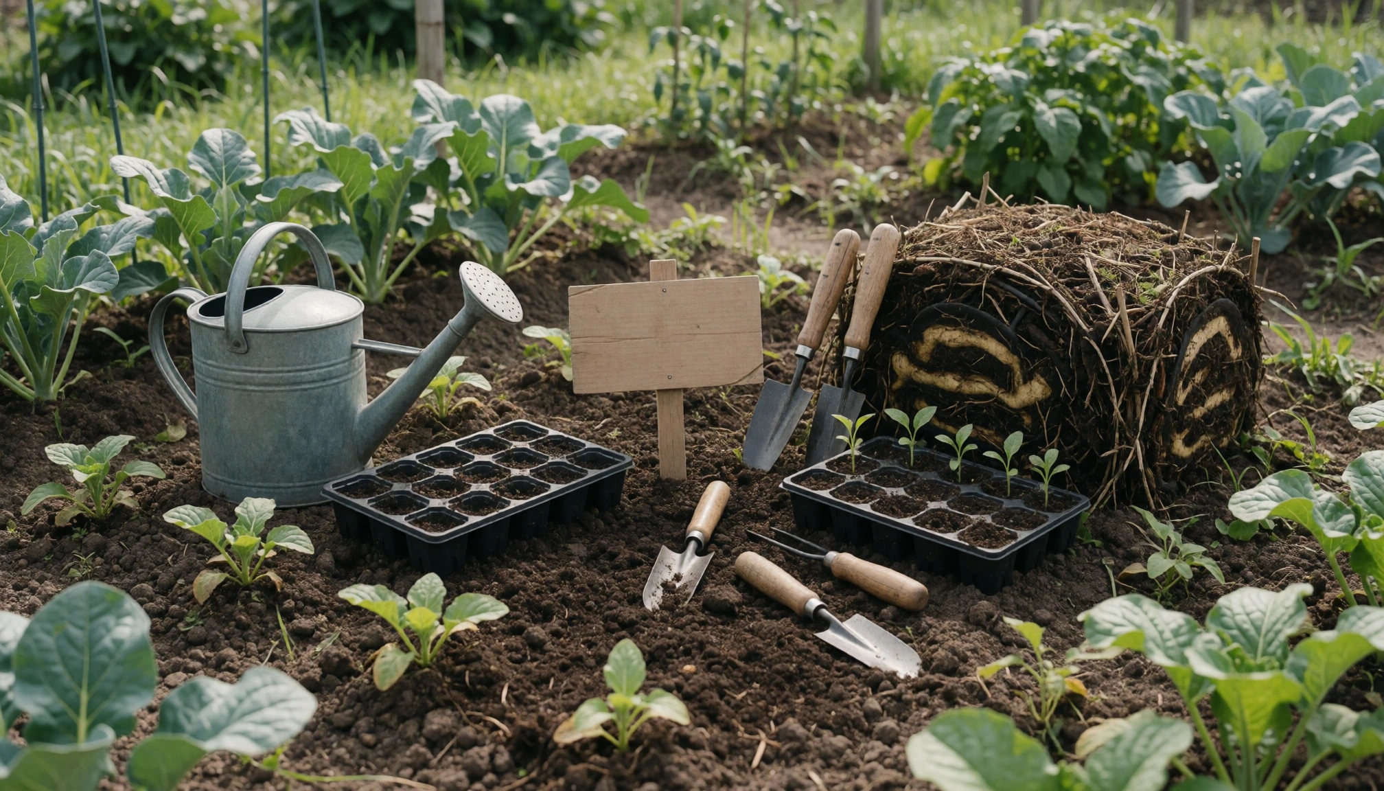 Illustration naturelle sans portrait pour Jardinage malin : Astuces pratiques pour gagner du temps et économiser l'eau