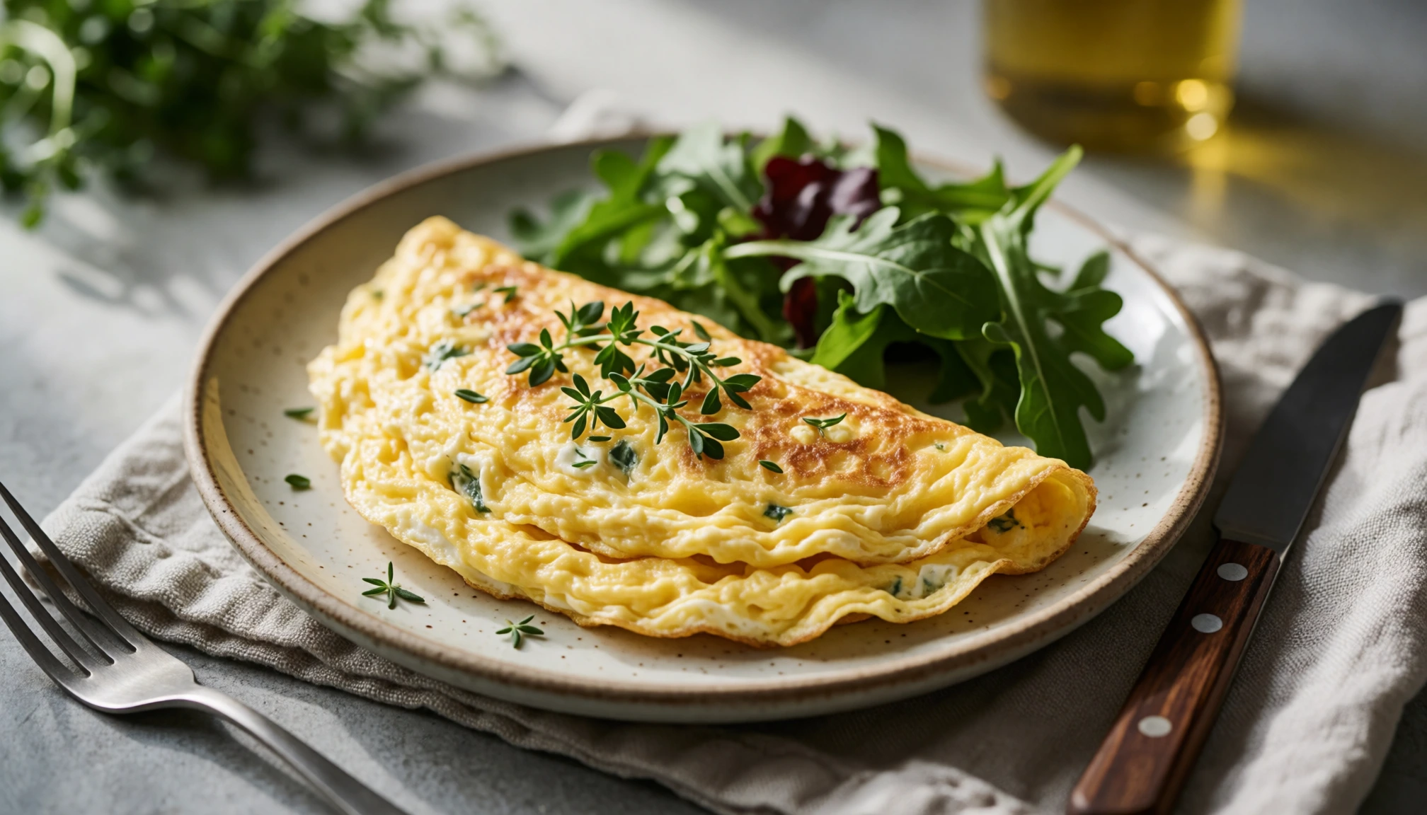 Illustration naturelle sans portrait pour Recette omelette moelleuse et rapide : Astuces pour la réussir