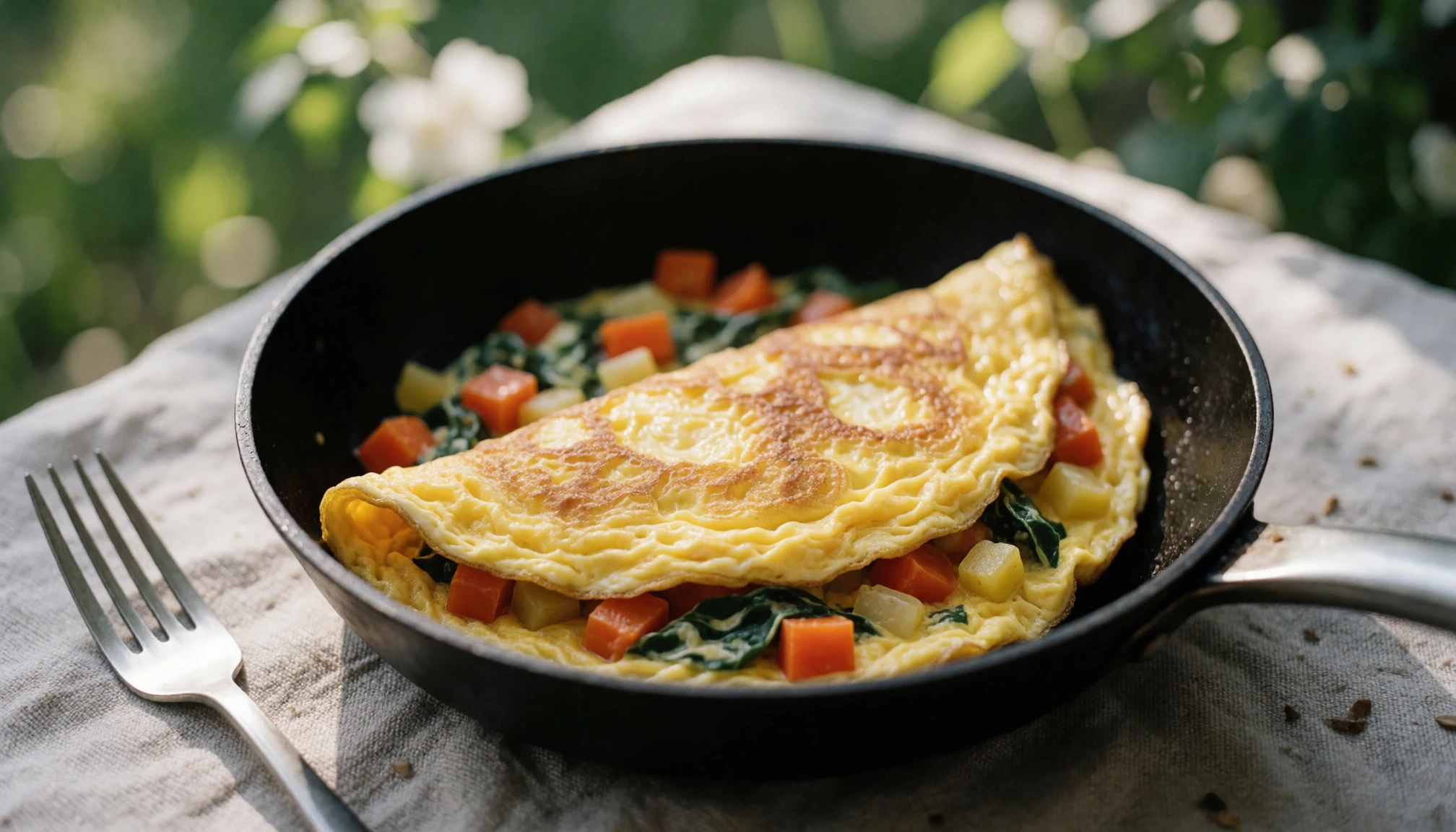 Scène éditoriale sans texte liée à Recette omelette moelleuse et rapide : Astuces pour la réussir