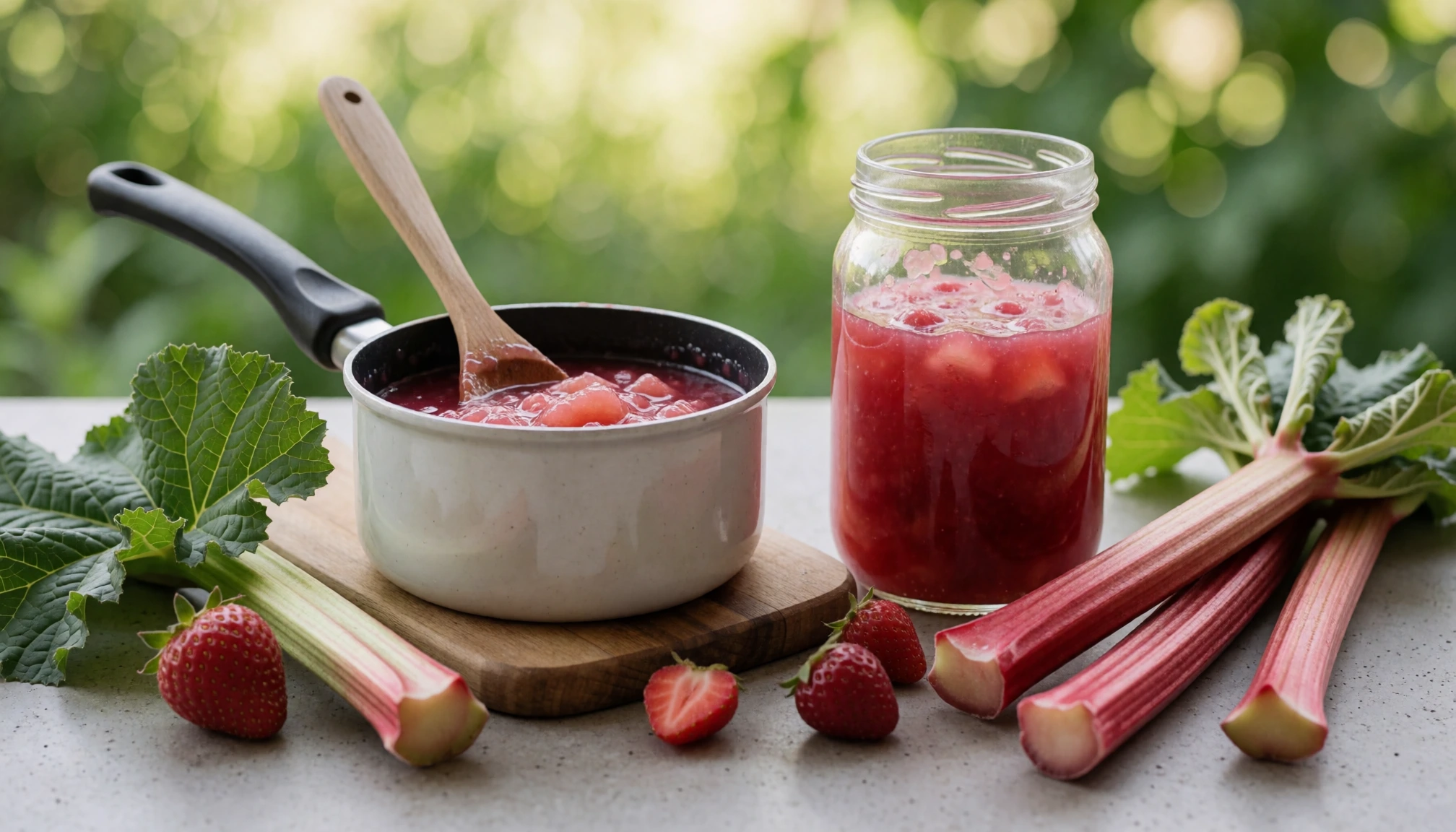 Détail naturel sans personne autour de Rhubarbe : Réussir la culture et des recettes simples et savoureuses