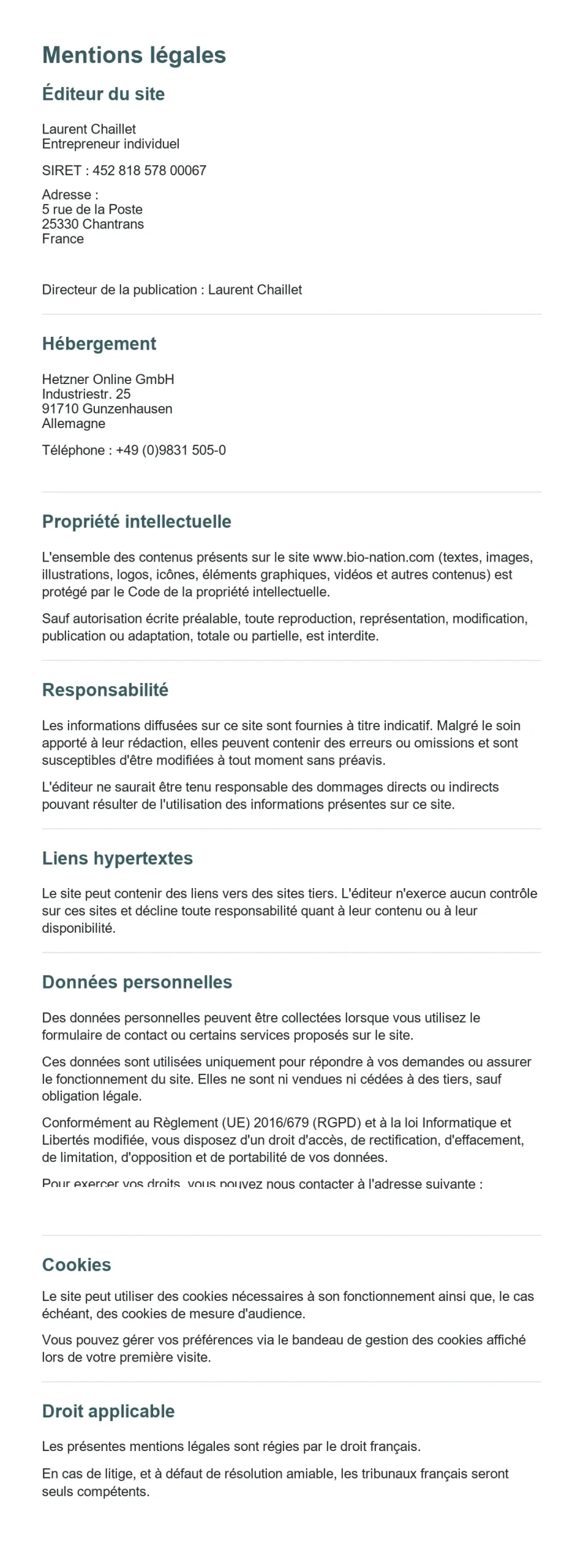 Mentions légales